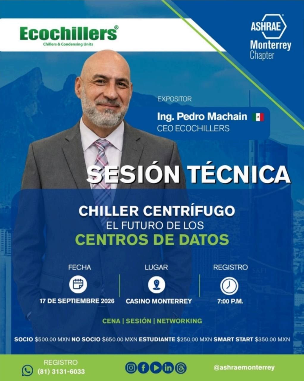Flyer de la sesión técnica Chiller Centrífugo: El futuro de los centros de datos