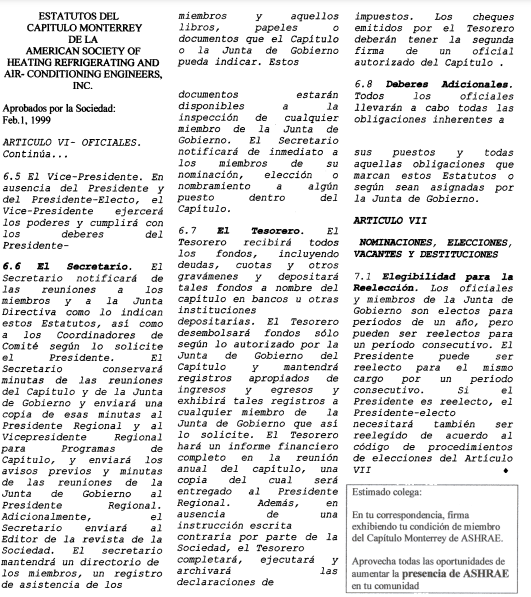 Aprobación del Capítulo Monterrey 166